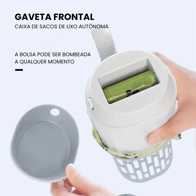 Pá de Limpeza para Cães e Gatos com Reservatório e Sacos Refil