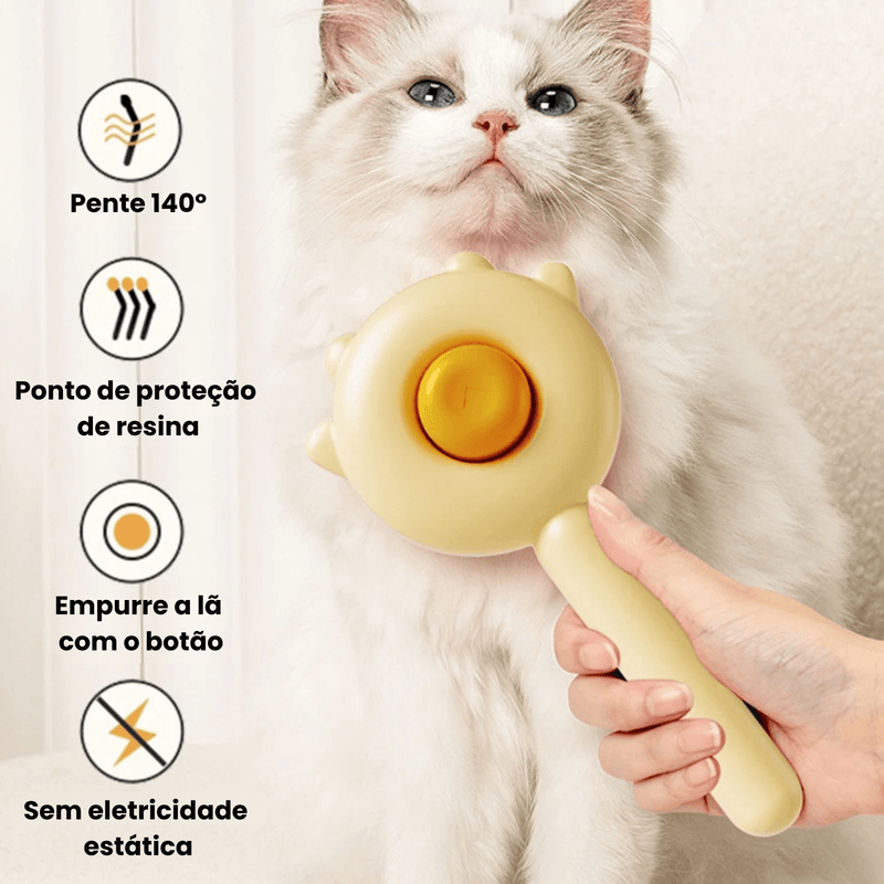 Escova Removedora de Pelos Autolimpante para Cães e Gatos