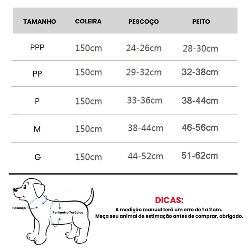 Coleira Peitoral Ajustável com Guia