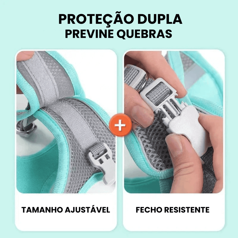 Coleira Peitoral Ajustável com Guia