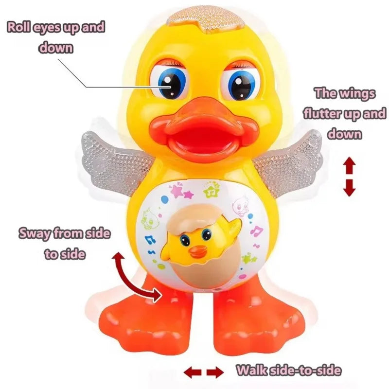 Electric Dancing Duck Funny Blink Eyes Flashing Light Shake The Body Cute Musical Cartoon Animal Educational Toy Children Gift