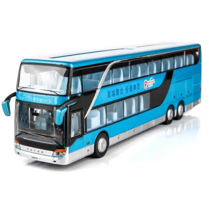 1:32 Alloy Bus Toy Double Decker Bus Model Simulation Children's Car Sightseeing Bus Toy Car Gift
