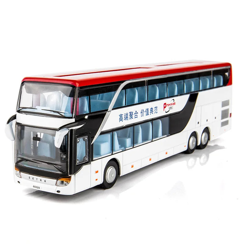 1:32 Alloy Bus Toy Double Decker Bus Model Simulation Children's Car Sightseeing Bus Toy Car Gift