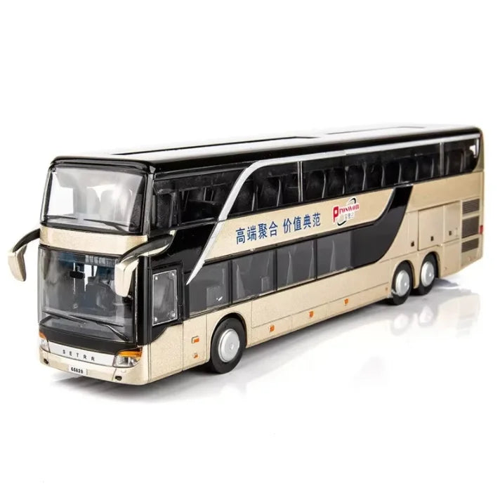 1:32 Alloy Bus Toy Double Decker Bus Model Simulation Children's Car Sightseeing Bus Toy Car Gift