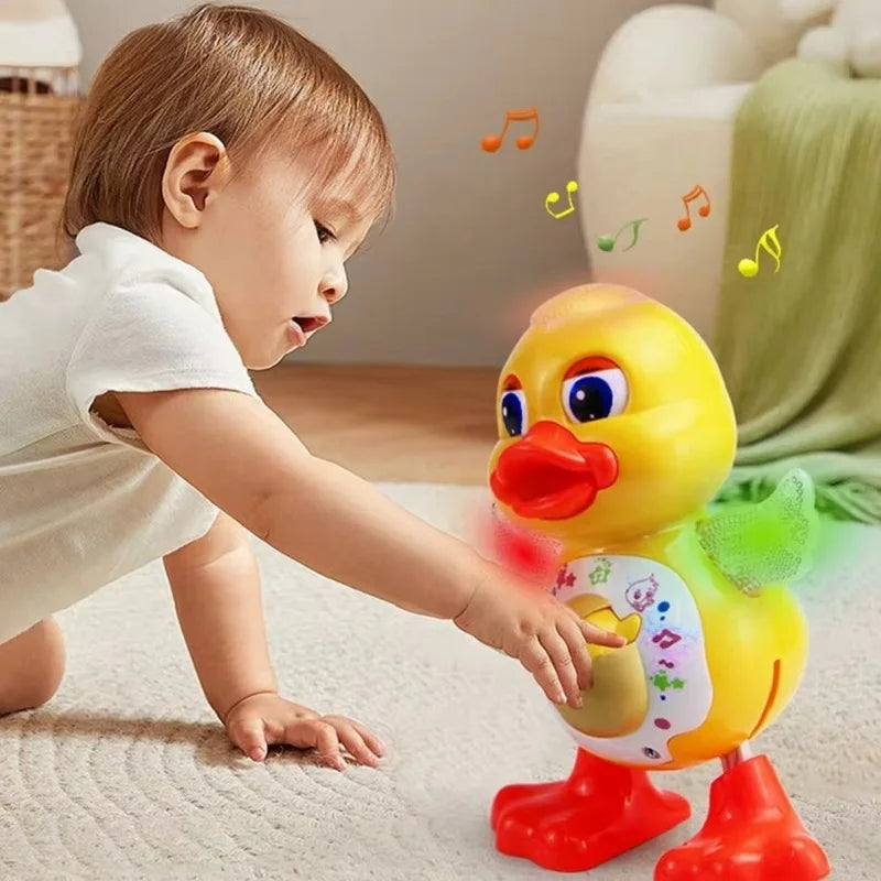 Electric Dancing Duck Funny Blink Eyes Flashing Light Shake The Body Cute Musical Cartoon Animal Educational Toy Children Gift
